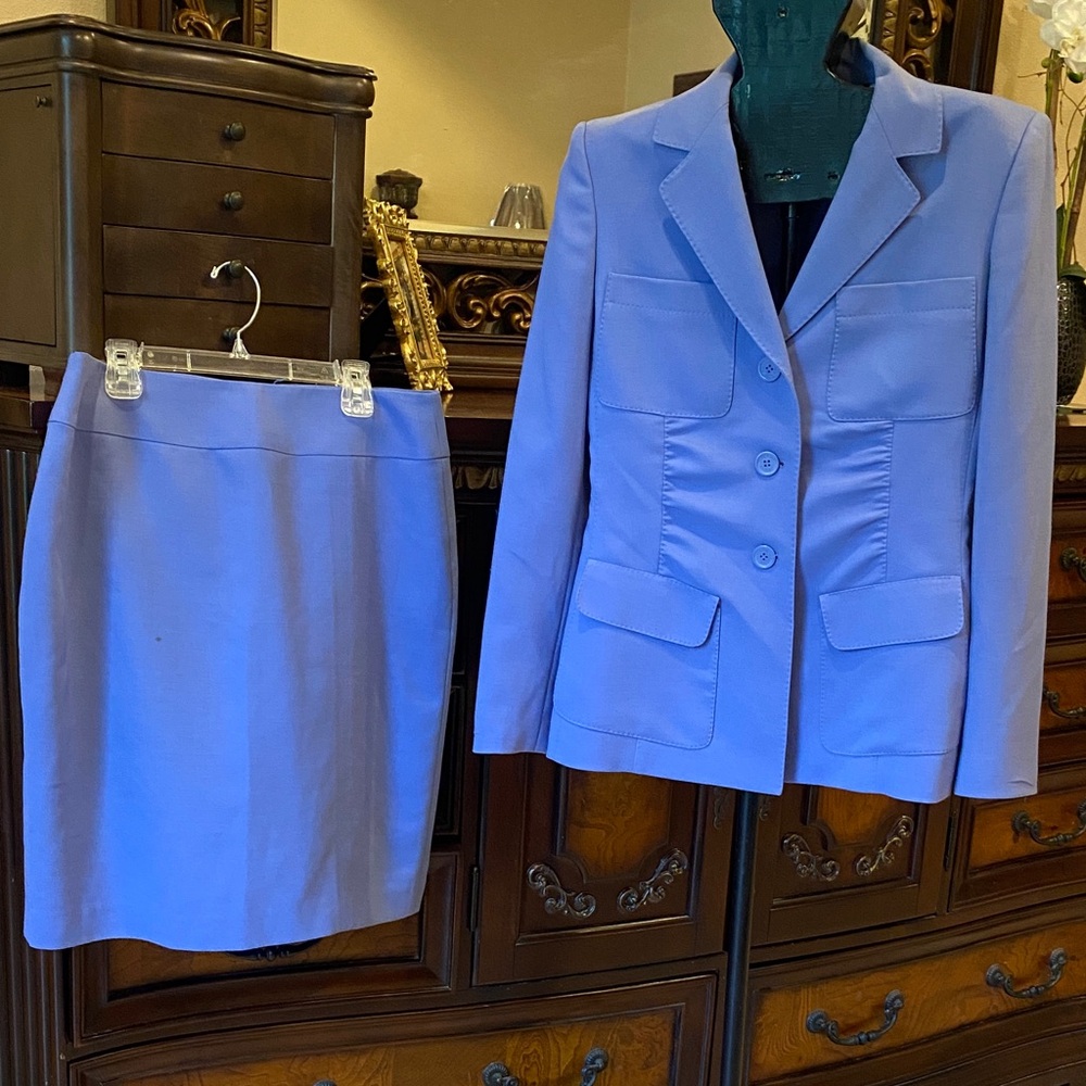 Anne Klein Blue Blazer & Skirt Set